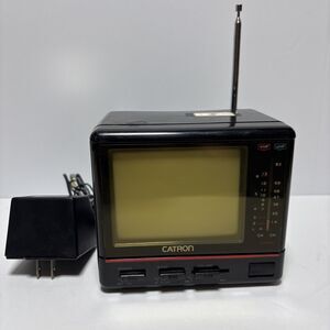 Vtg CATRON 4.5Inch Portable Black & White Mini TV Travel Works Comes W/ Cord